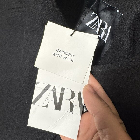 NWT ZARA Jacket Coat Men's Small Wool Blend Black Business Casual Bomber - Picture 3 of 7